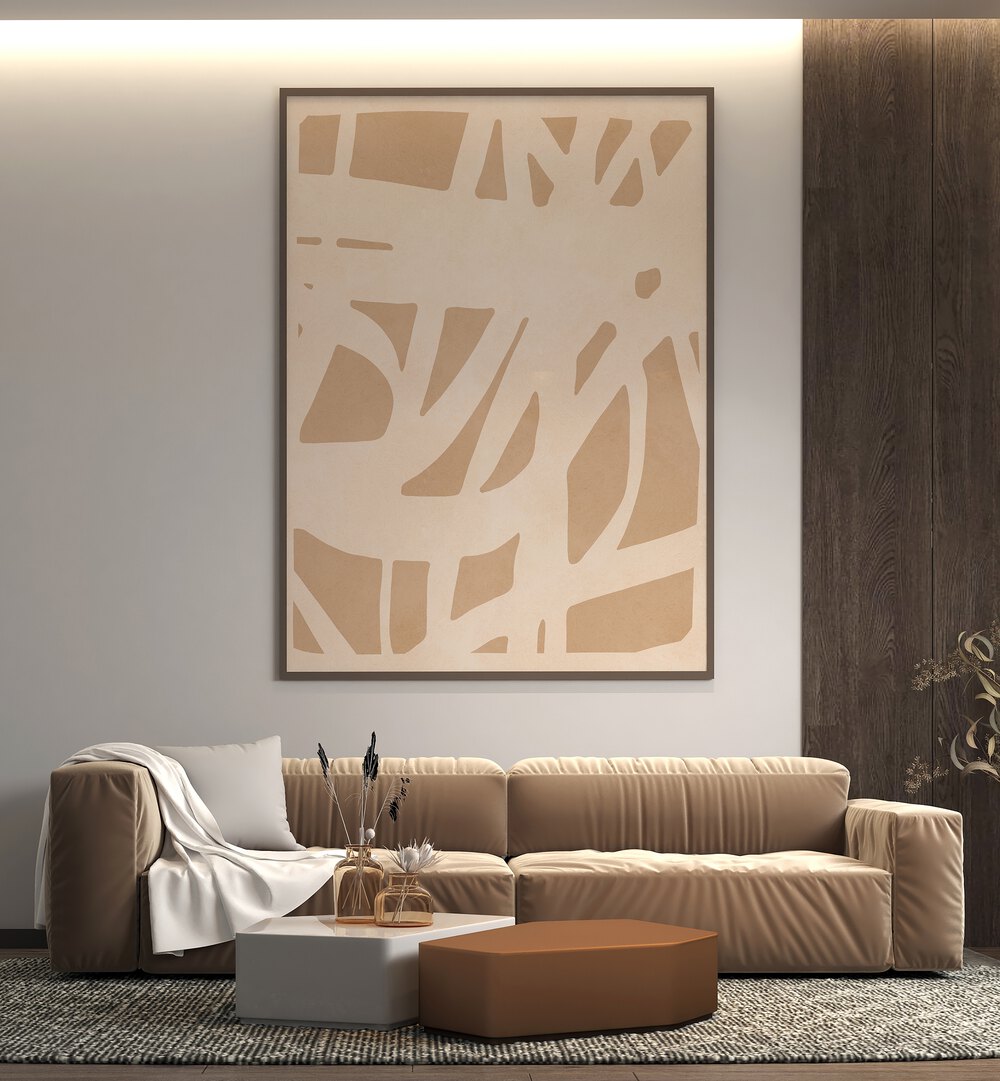 Elevate your space with EXPRESSIVE LINES IV, ABSTRACT PAINTINGS, showcasing modern art in a stylish setting.