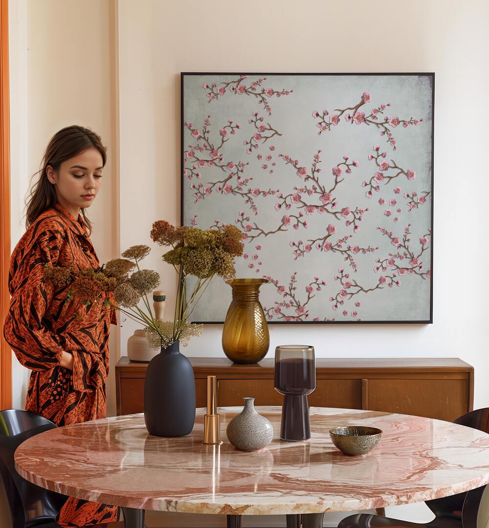 Beautiful Cherry Blossom Pink Flowers floral paintings enhance home decor with delicate designs and vibrant colors.