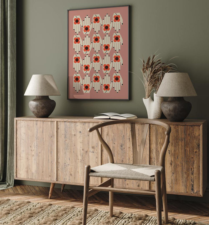 Stylish room with FLOWER IN THE HAND, FLORAL FLOWER PAINTINGS showcasing vibrant botanical art prints. Perfect for home decor.