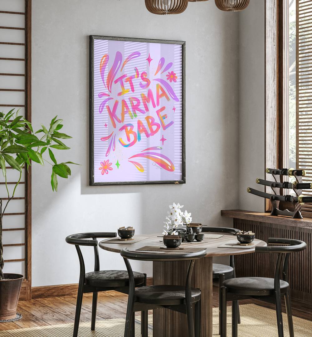 Elevate your decor with KARMA BABE, FASHION POSTERS by Baroo Bloom, featuring vibrant designs and motivating quotes.