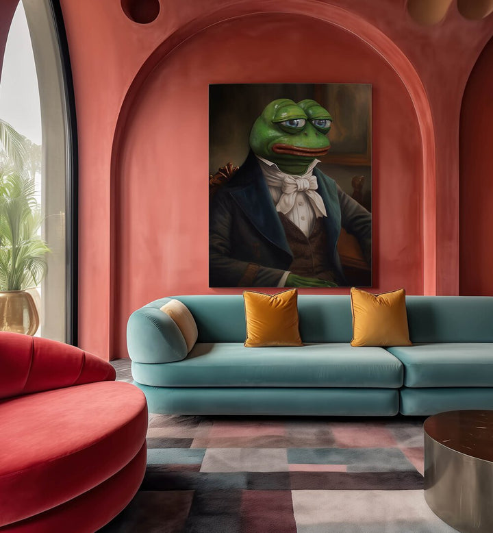 SIR PEPE, ALTERED ART PRINTS from DIKHOTOMY, adding a whimsical touch to modern interiors with artistic flair.