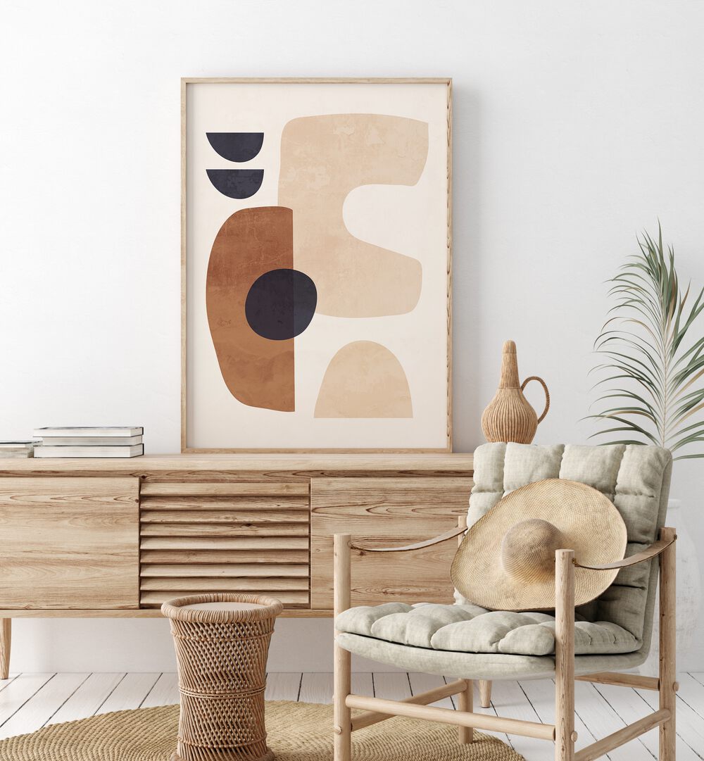 Transform your space with ABSTRACT HARMONY, BOHO ART PAINTINGS, showcasing modern abstract design in a stylish setting.