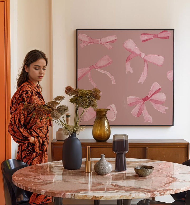 Stylish decor featuring WATER COLOUR BOW VII, FASHION POSTERS, enhancing artistic spaces with vibrant elegance.