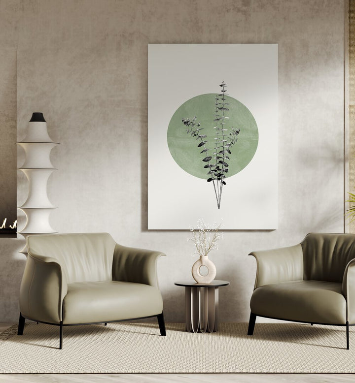 Elegant EUCALYPTUS AND GREEN MOON, FLORAL FLOWER PAINTINGS bring nature's calm to modern interiors.