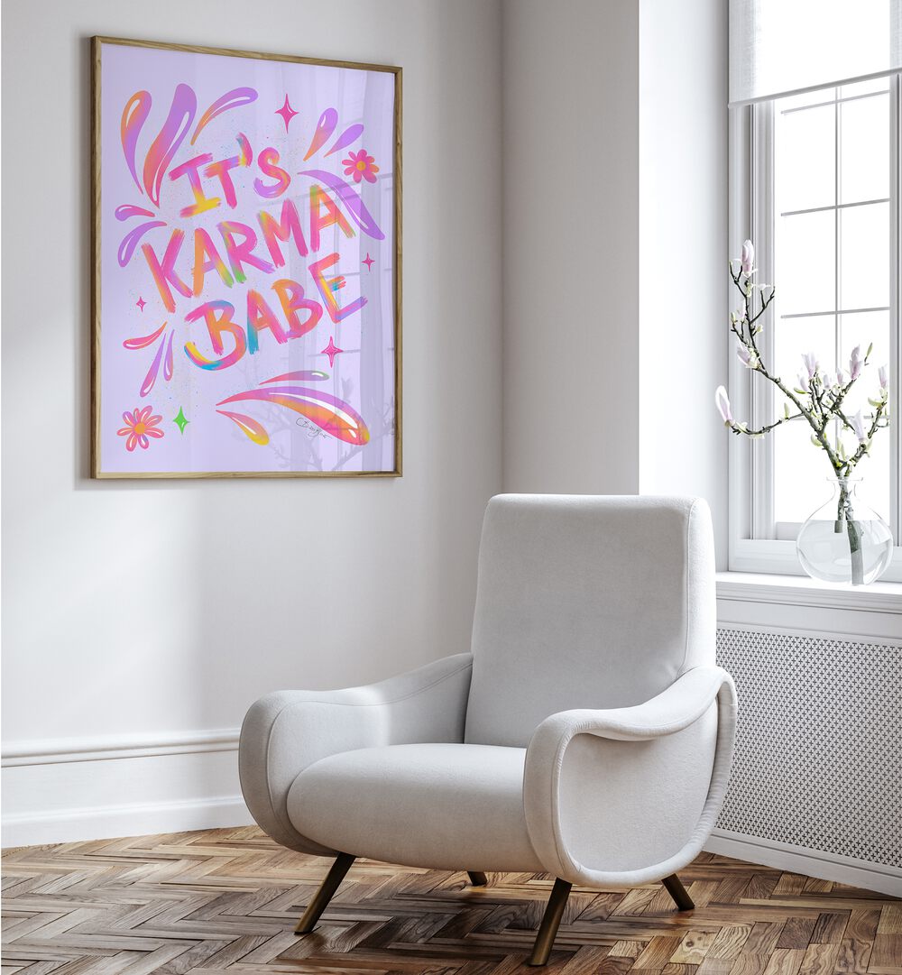 Bright and inspiring KARMA BABE, FASHION POSTERS by Baroo Bloom enhance your living space with artful design.