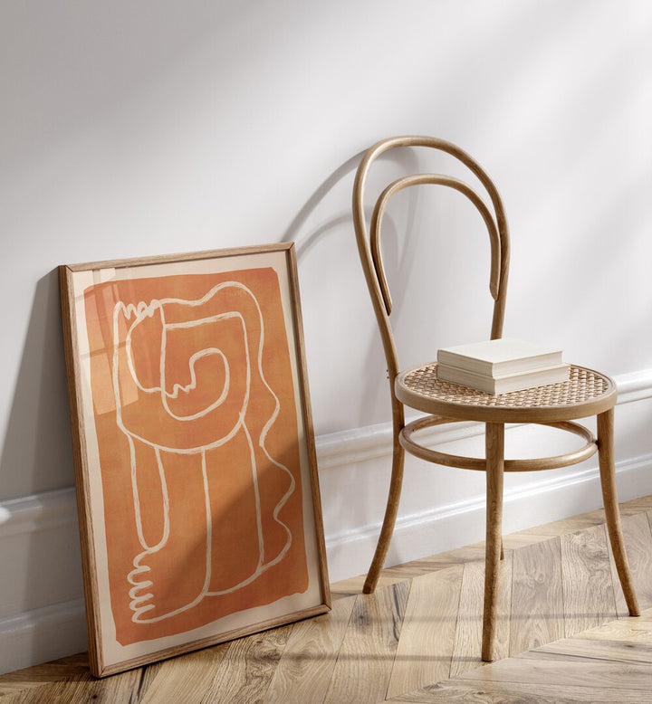 Stylish ABSTRACT LINE ART FIGURE, BOHO ART PAINTINGS enhancing a modern space with earthy tones and contemporary design.