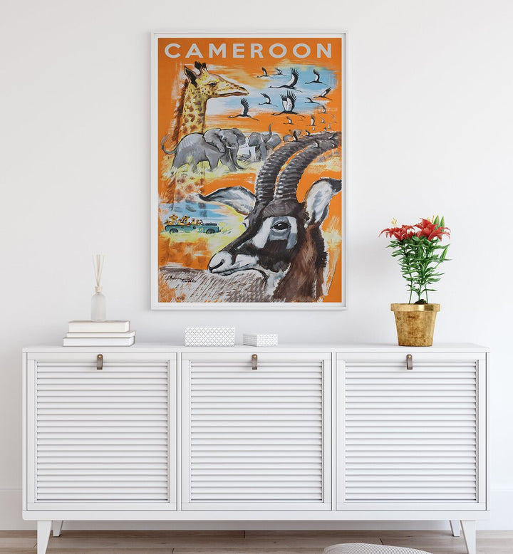 CAMEROON, VINTAGE TRAVEL POSTERS showcase vibrant wildlife and landscapes, a perfect décor choice for any space.