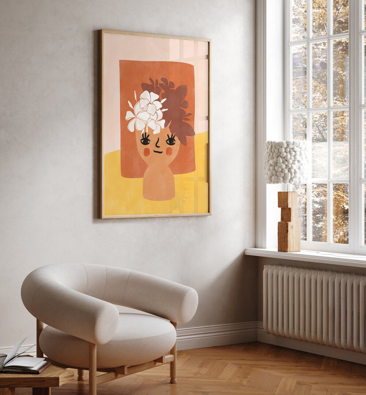 Brighten your space with the HAPPY FLOWER POT, BOHO ART PAINTINGS by Elena Ristova, featuring vibrant geometric designs.