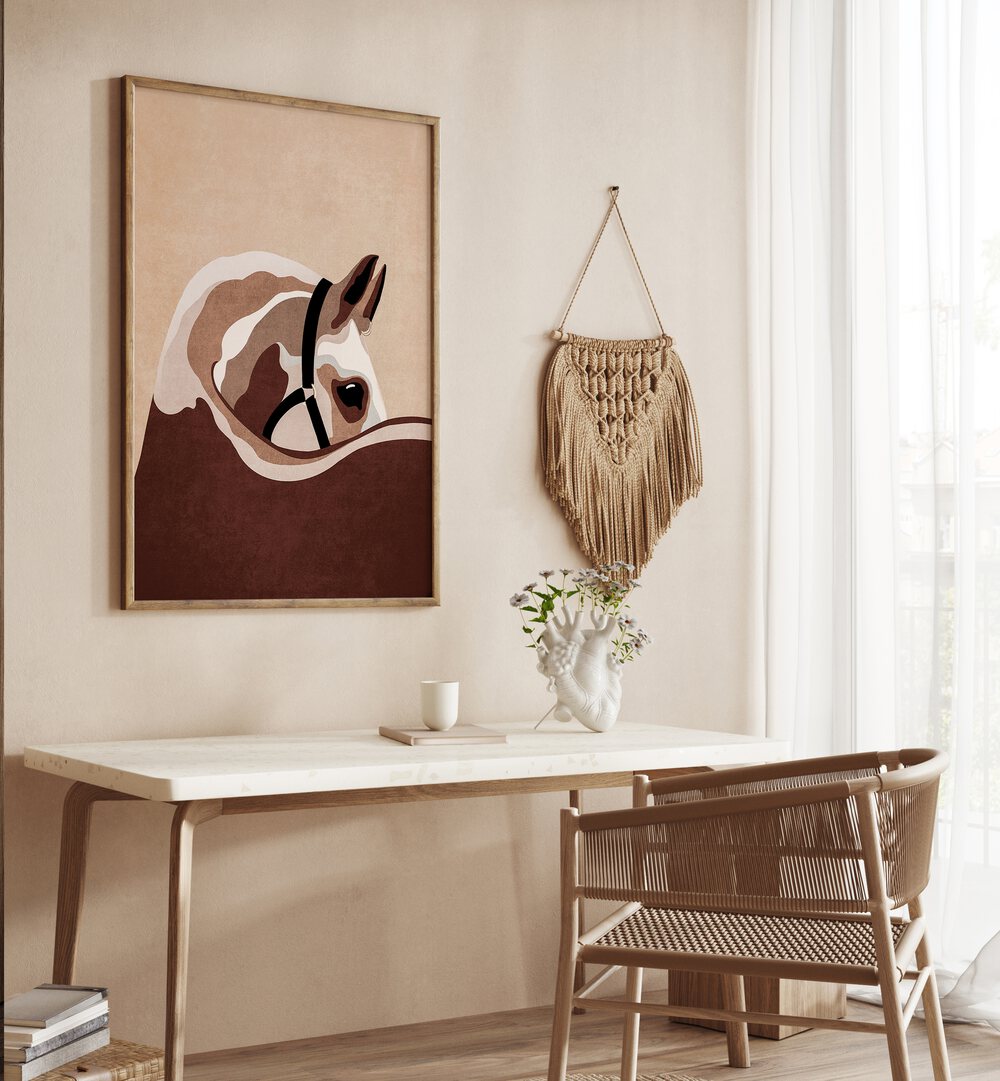 Elegant HORSE II, ANIMAL PAINTINGS by Emel Tunaboylu, enhancing modern spaces with artistic charm.