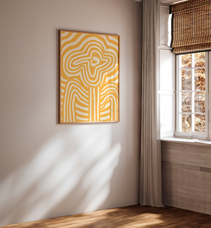 YELLOW STRIPED FLOWER , FLORAL FLOWER PAINTINGS