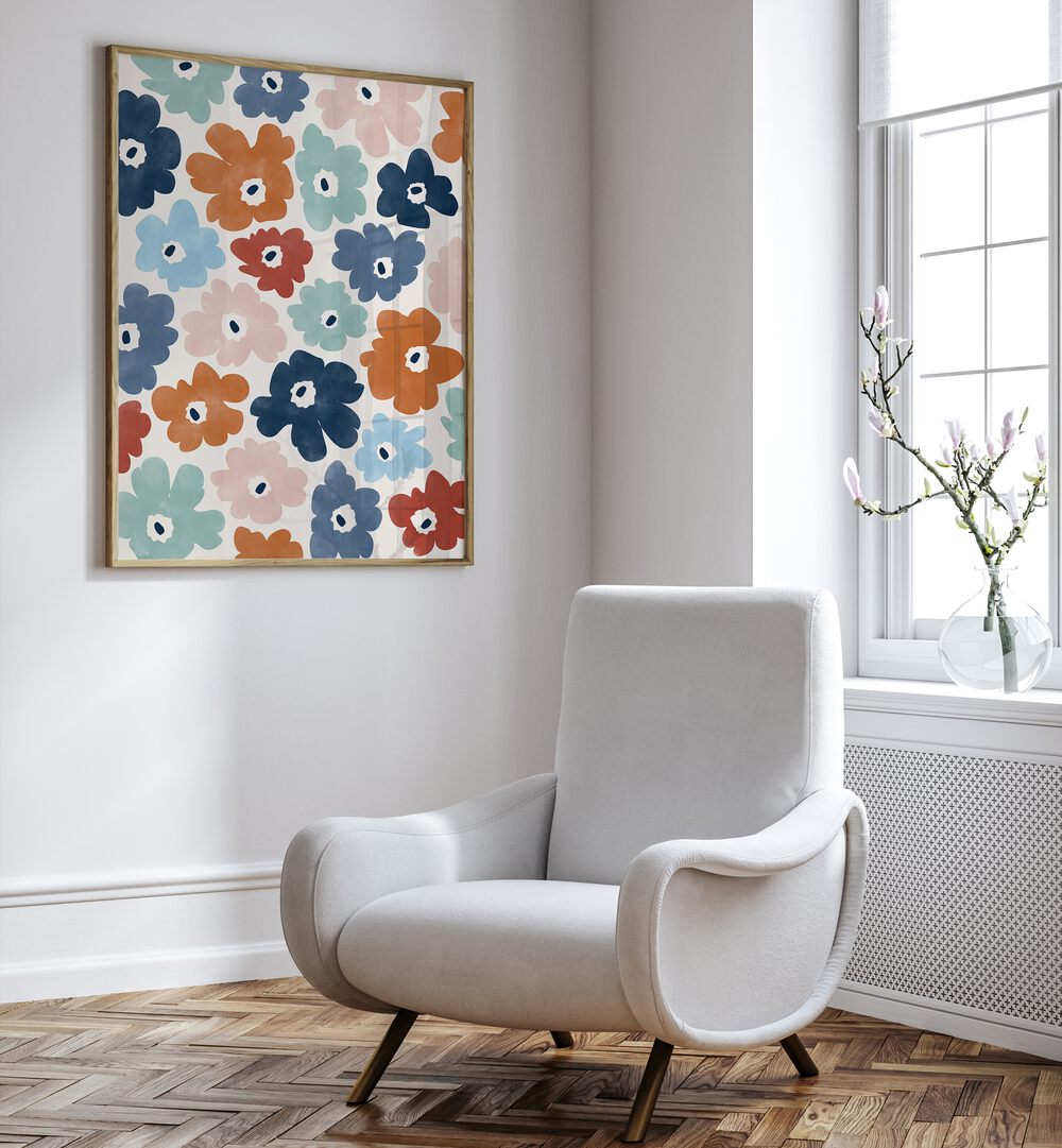 Bright and vibrant BLUE TERRACOTTA FLOWERS, FLORAL FLOWER PAINTINGS by Elena Ristova enhance any space beautifully.