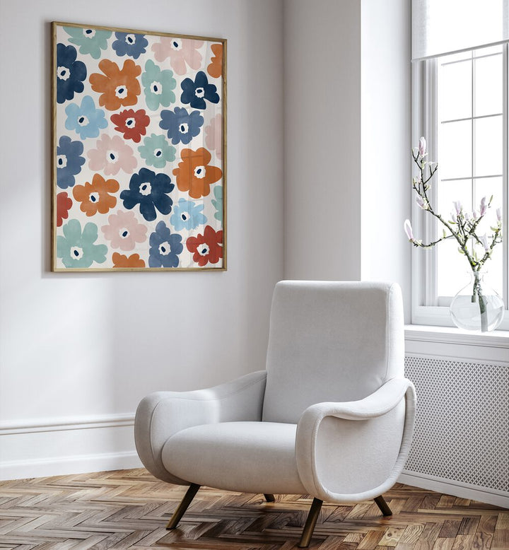 Bright and vibrant BLUE TERRACOTTA FLOWERS, FLORAL FLOWER PAINTINGS by Elena Ristova enhance any space beautifully.
