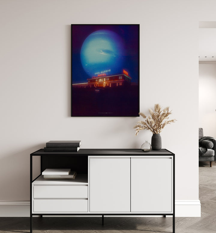 COOL MOTEL, SURREAL ART PRINTS from Space Rocket Art adds a vibrant touch to any living space with its enchanting design.