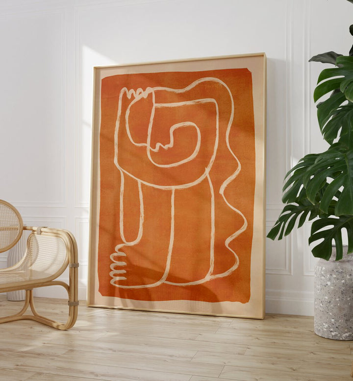 Stylish ABSTRACT LINE ART FIGURE, BOHO ART PAINTINGS perfect for enhancing any modern living space with earthy tones.