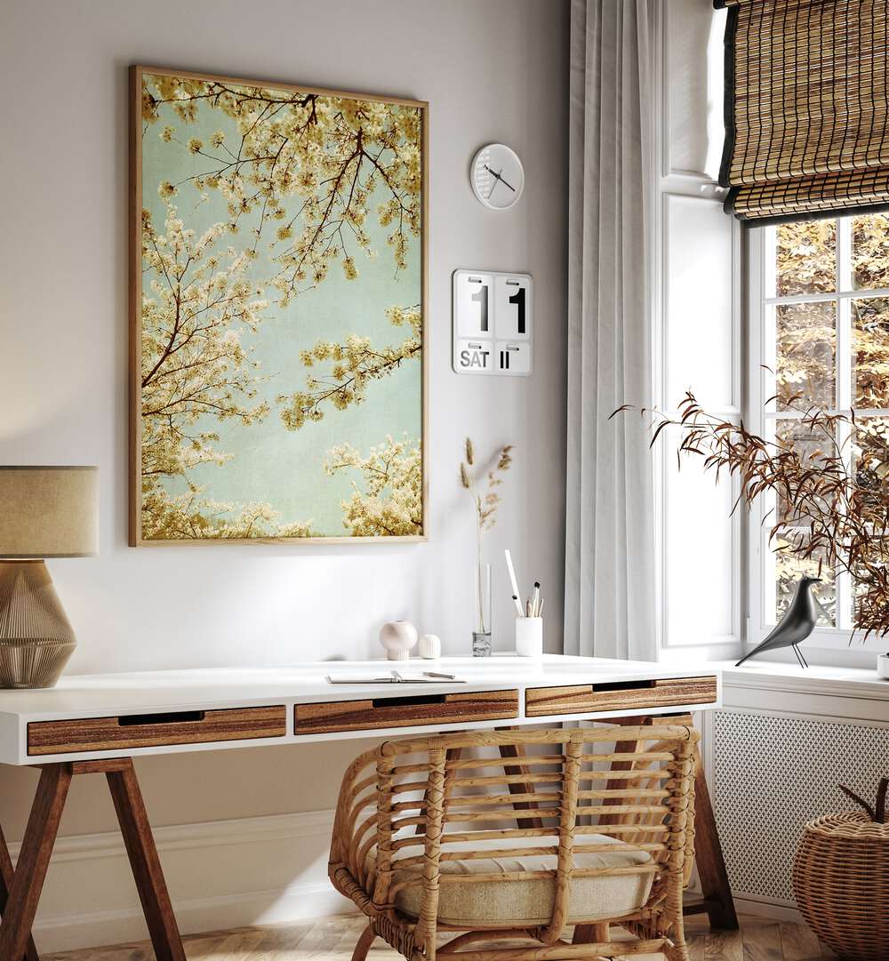 Transform your space with VINTAGE SKY, FLORAL FLOWER PAINTINGS showcasing delicate cherry blossoms and spring beauty.