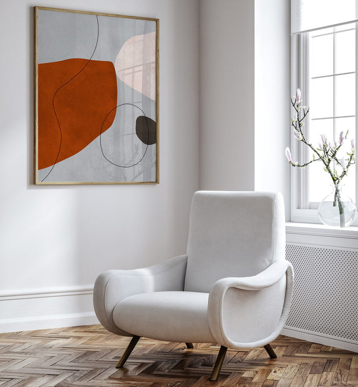 Stylish interior featuring EXPRESSIVE FORMS IV, ABSTRACT PAINTINGS that inspire creativity and enhance artistic vision.