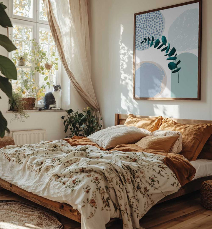 BLUE GREEN BOHO II , BOHO ART PAINTINGS