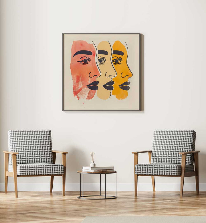 THREE FACES , BOHO ART PAINTINGS
