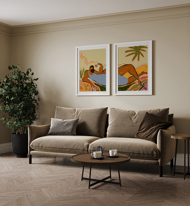 THE GOLDEN AFTERNOON , SET OF 2 PAINTINGS
