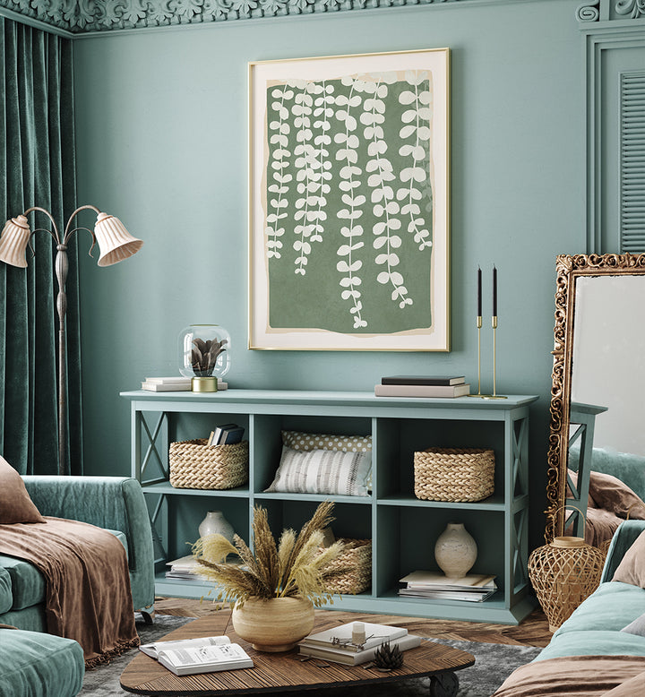 MINIMAL ABSTRACT LEAVES II , FLORAL FLOWER PAINTINGS