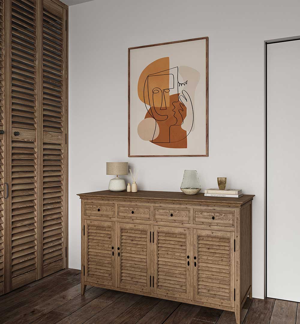 ABSTRACT CLAY FACES I , BOHO ART PAINTINGS