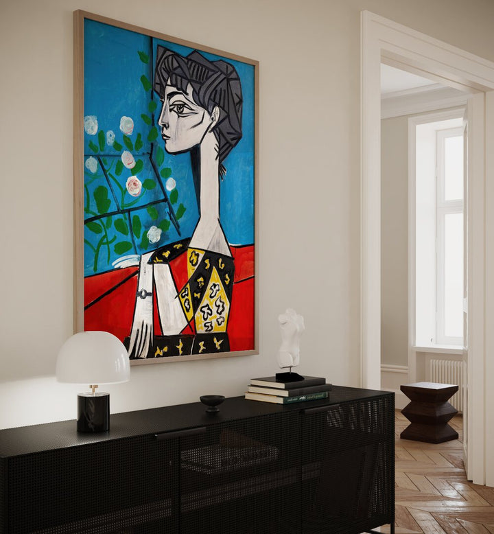 JACQUELINE WITH FLOWERS , VINTAGE PAINTINGS