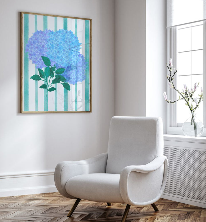Vibrant BLUE HYDRANGEA, FLORAL FLOWER PAINTINGS add tranquility and beauty to any living space. Perfect for decor!
