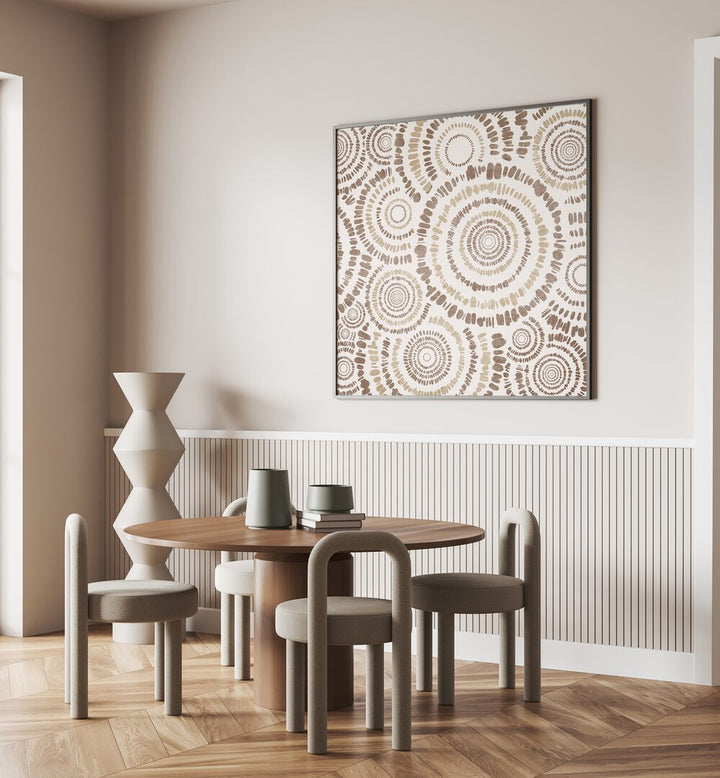 Stylish dining area featuring AGAC, BOHO ART PAINTINGS that enhance modern elegance and vibrant décor.