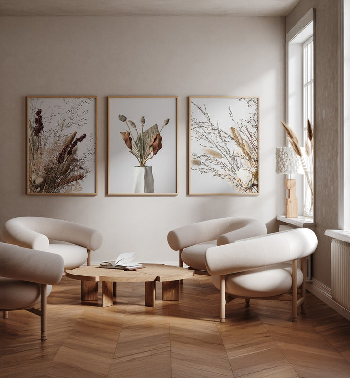 Elegant WHISPERING FIELDS SET, SET OF 3 PAINTINGS beautifully enhances a serene living space with nature-inspired art.