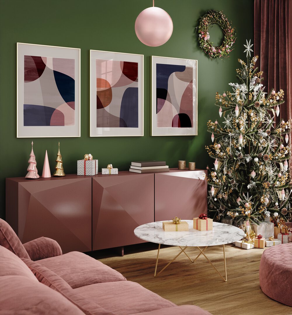 Transform your space with the ABSTRACT HARMONY SET, SET OF 3 PAINTINGS, adding tranquility and style to your decor.