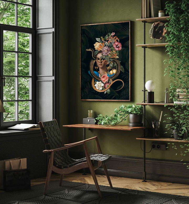 Elegant SNAKE PRINCESS, ALTERED ART PRINTS by Andrea Haase enhances any space with captivating fantasy art.