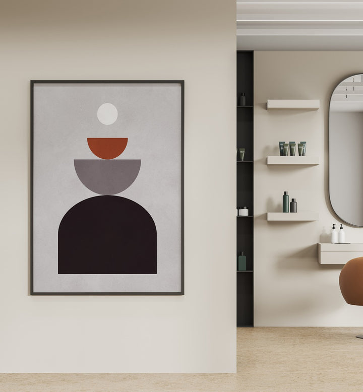 Modern interior featuring LINES AND CIRCLES XVI, BOHO ART PAINTINGS, adding geometric elegance to your space.