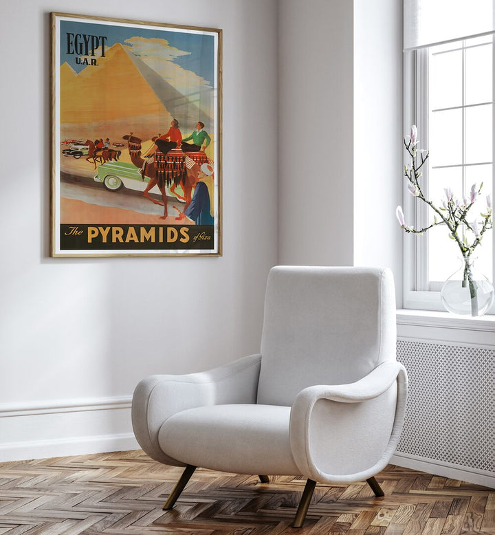 Stylish EGYPT I, VINTAGE TRAVEL POSTERS showcasing the Pyramids, perfect for travel enthusiasts and home decor.