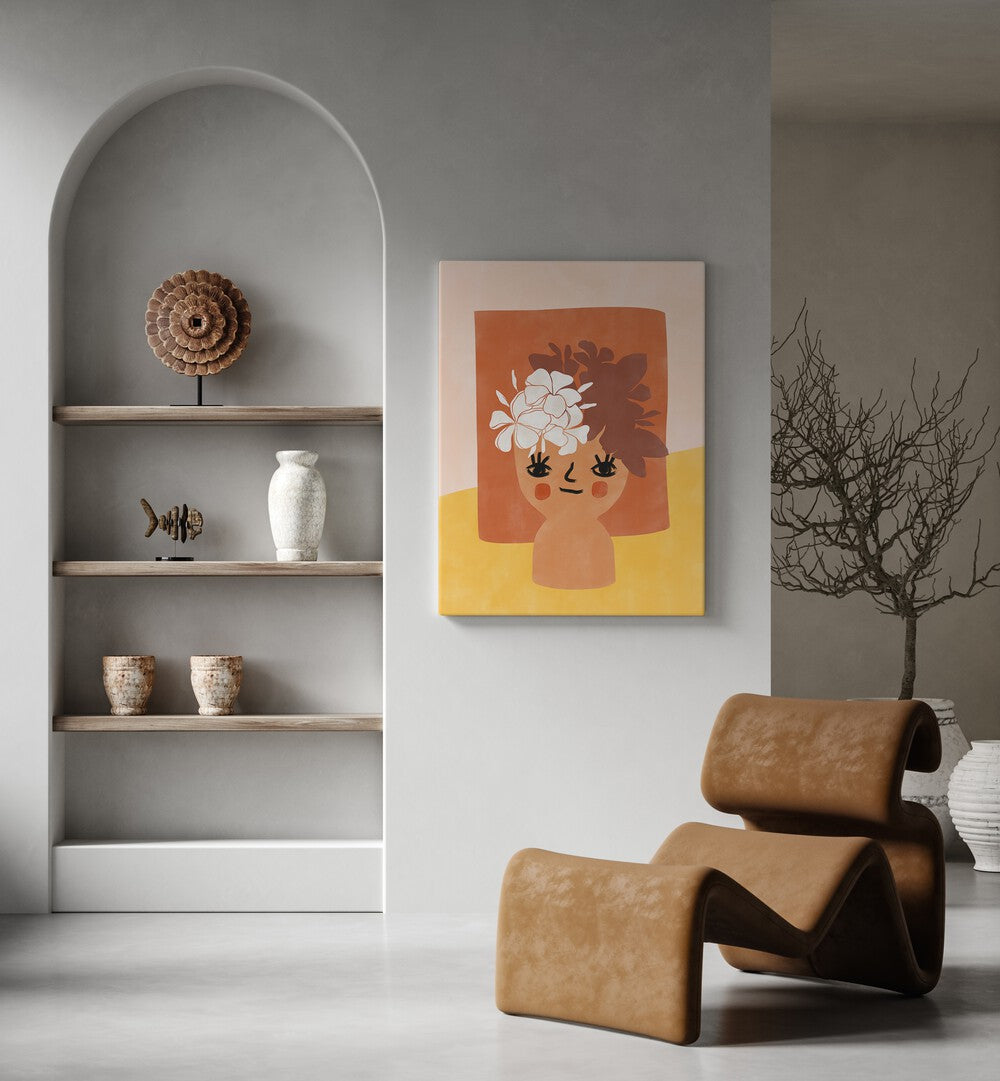 Brighten your space with the HAPPY FLOWER POT, BOHO ART PAINTINGS by Elena Ristova, showcasing vibrant geometric designs.