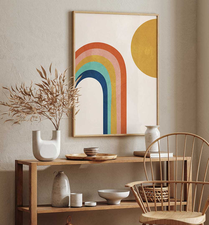 RETRO RAINBOW SUN , BOHO ART PAINTINGS