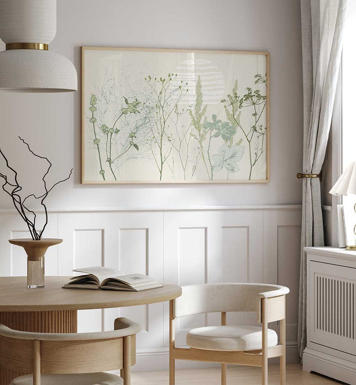 Serene interior featuring PLANT CALMING, FLORAL FLOWER PAINTINGS that enhance tranquility and beauty in any space.