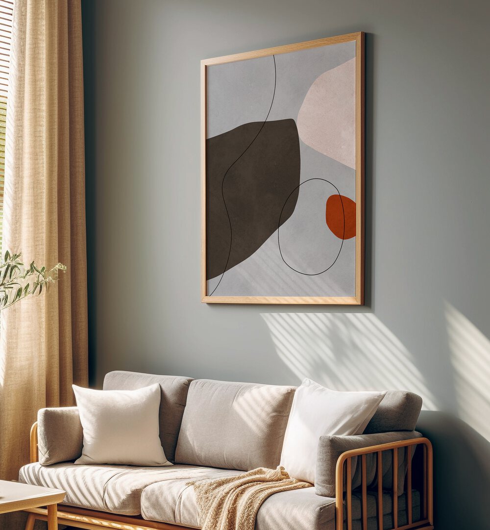 Stylish living room featuring EXPRESSIVE V, ABSTRACT PAINTINGS, enhancing creative spaces with modern design.