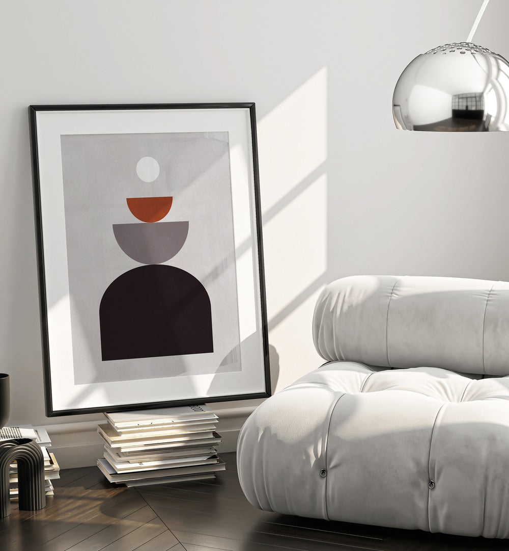 Stylish interior featuring LINES AND CIRCLES XVI, BOHO ART PAINTINGS, enhancing the space with geometric elegance.