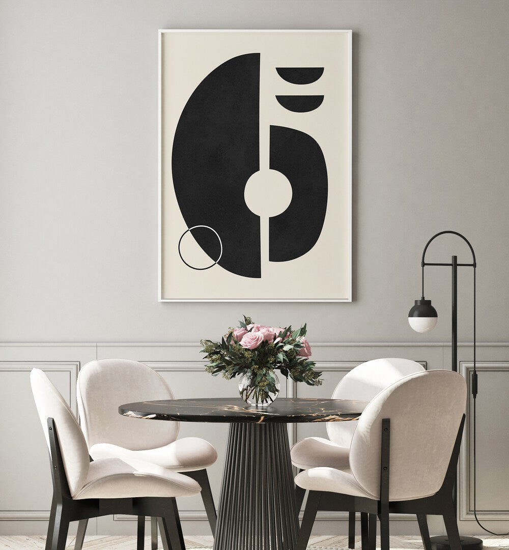 Stylish interior featuring EXPRESSIVE II, GEOMETRIC ART PRINTS, enhancing artistic spaces with modern design flair.