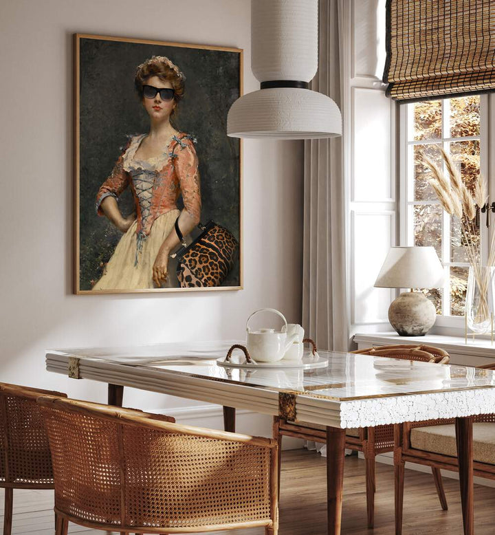 Vintage Chic Girl, Altered Art Prints by Dikhotomy, featuring a stylish woman in sunglasses, perfect for home decor.