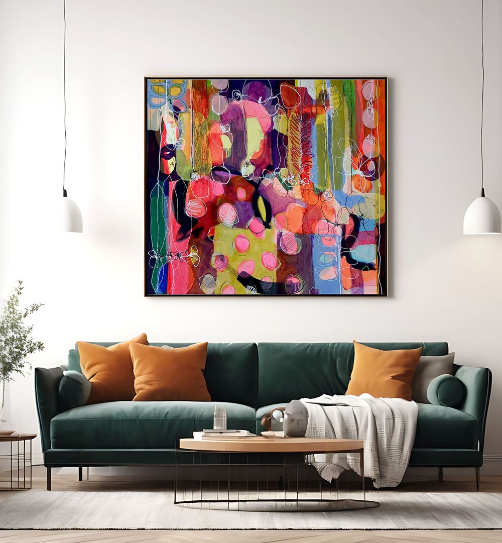 Vibrant FALLING, RISING II, ABSTRACT PAINTINGS enhance any space with color and emotion, showcasing modern art elegance.