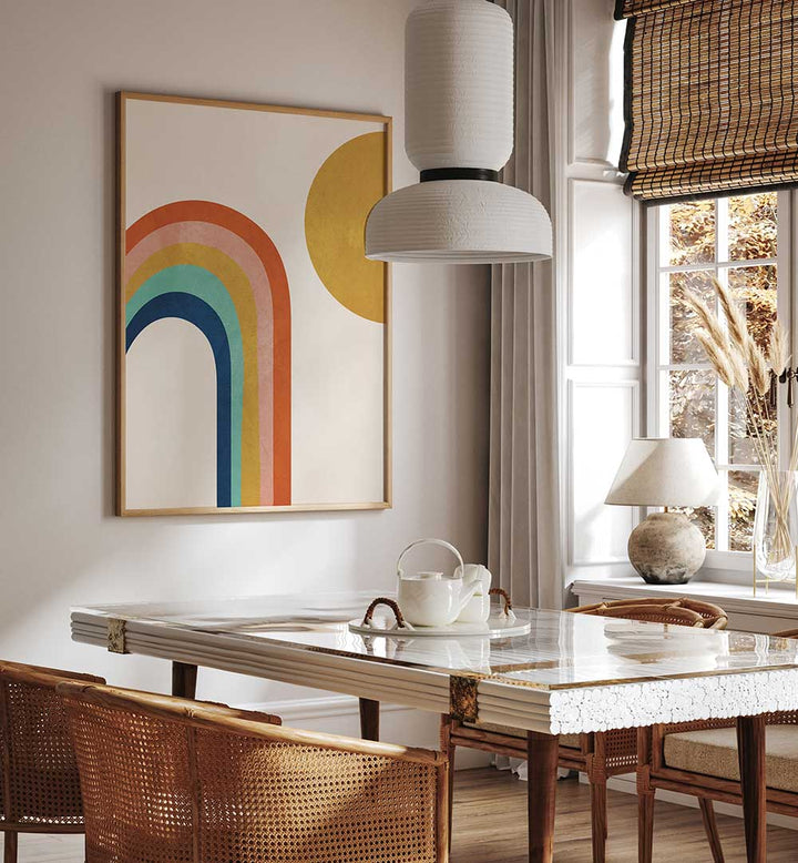 RETRO RAINBOW SUN , BOHO ART PAINTINGS