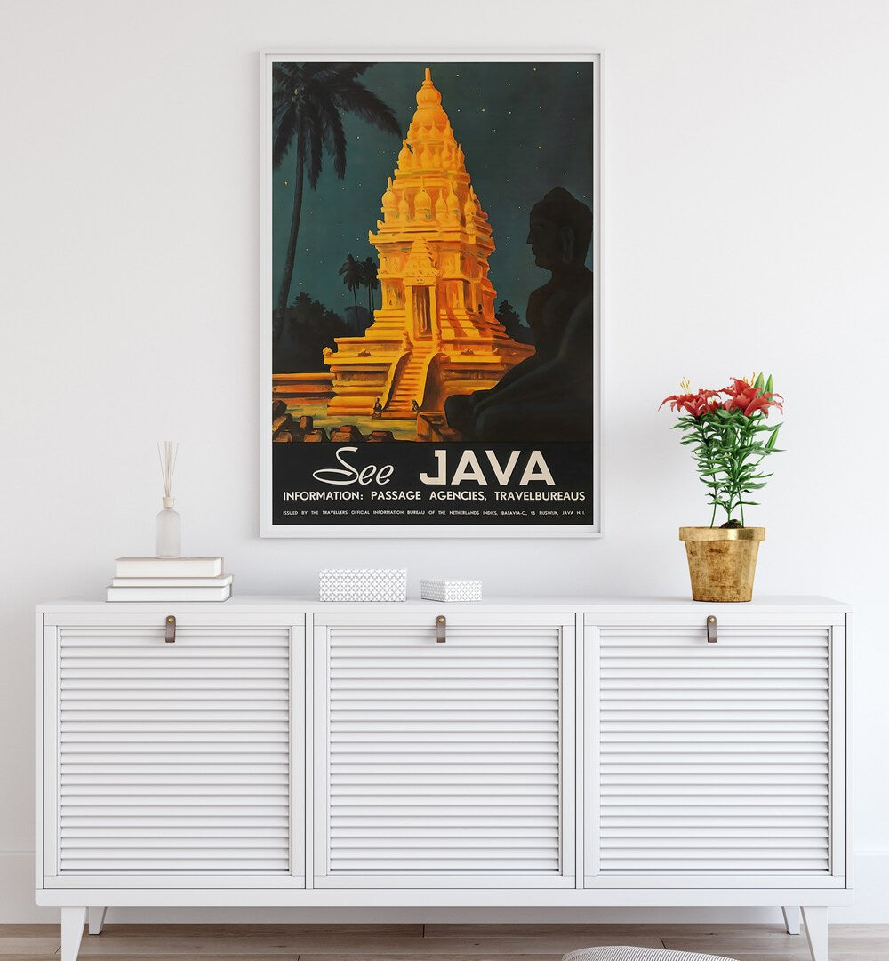 Explore the allure of JAVA I, VINTAGE TRAVEL POSTERS, showcasing Java's rich culture and stunning landscapes in vibrant art.