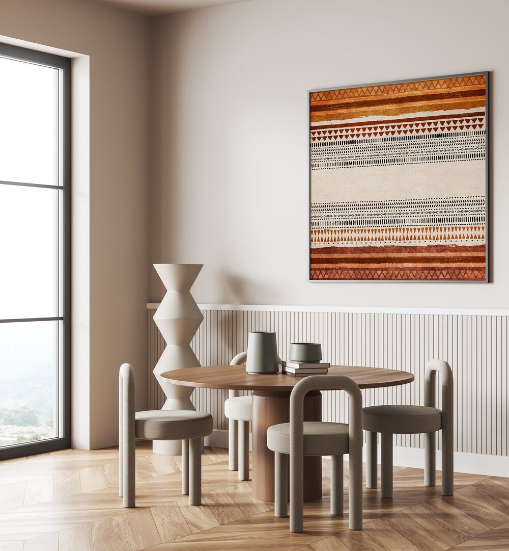 Elegant IKILI, BOHO ART PAINTINGS displayed in a modern interior, enhancing the space with captivating design.