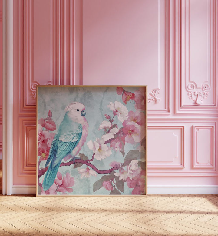 Delicate Sakura Spring Bird artwork by Andrea Haase, perfect for nature lovers and animal paintings enthusiasts.