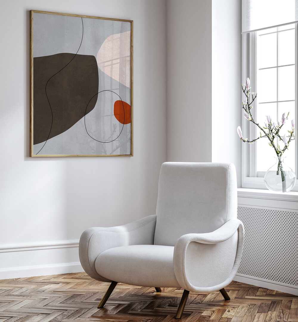 Stylish room featuring EXPRESSIVE V, ABSTRACT PAINTINGS, enhancing creative spaces with modern artistry.