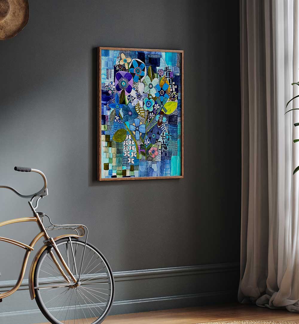 SO BLUE , FLORAL FLOWER PAINTINGS