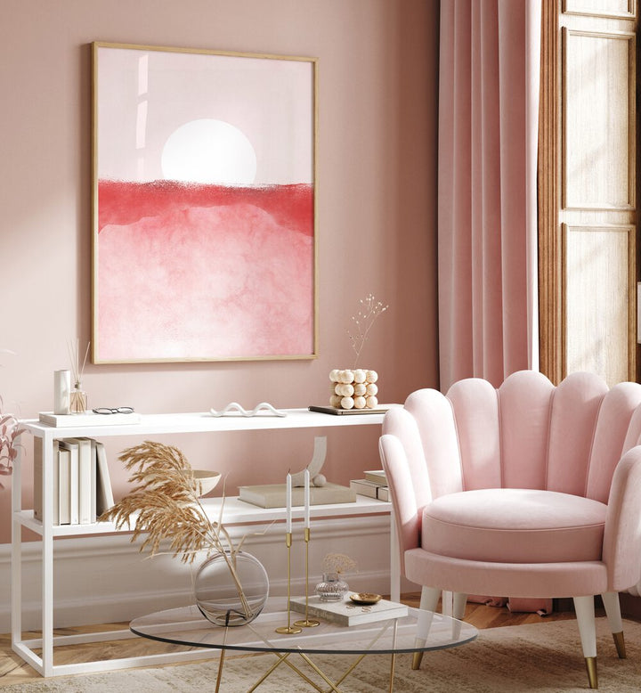 Minimal Landscape Pink I, landscape paintings featuring soft pink hues, adds serene elegance to any modern space.