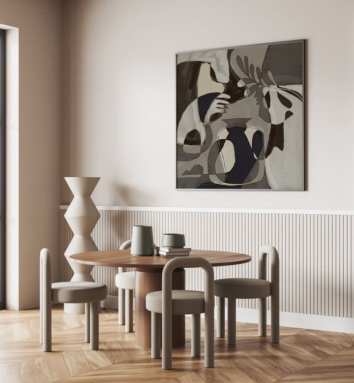 Stylish dining area featuring ESSENCE I, ABSTRACT PAINTINGS, enhancing elegance and functionality in your home.