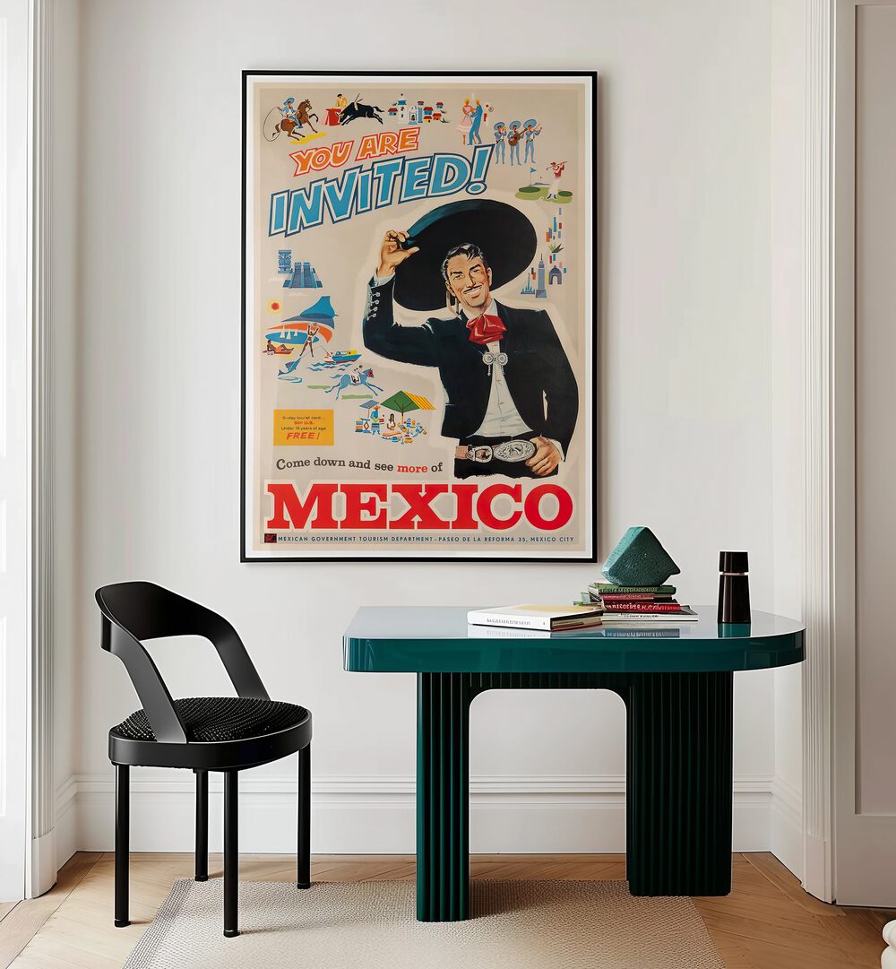Vibrant MEXICO I, VINTAGE TRAVEL POSTERS invite you to explore Mexico's culture, perfect for home decor.